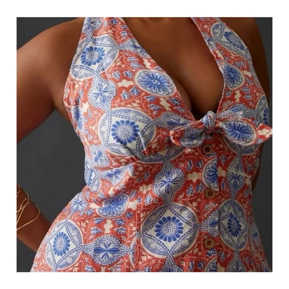 NWOT Anthropologie Maeve Buttondown Halter Mini Dress  Size Small - Picture 3 of 14